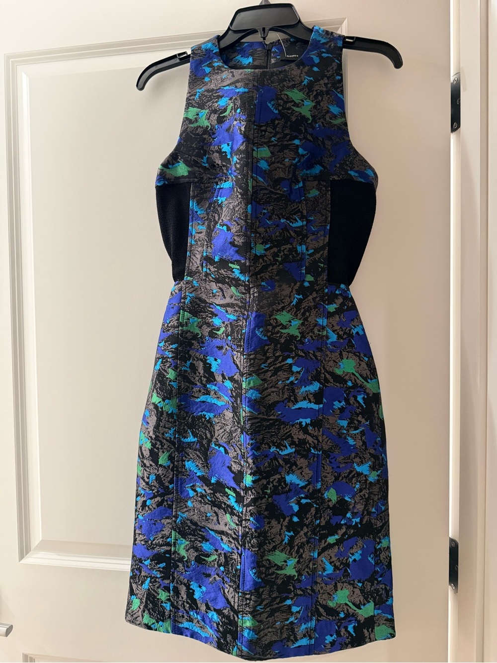 Proenza Schouler Black Dress with Blue & Green Abstract Print - NWOT